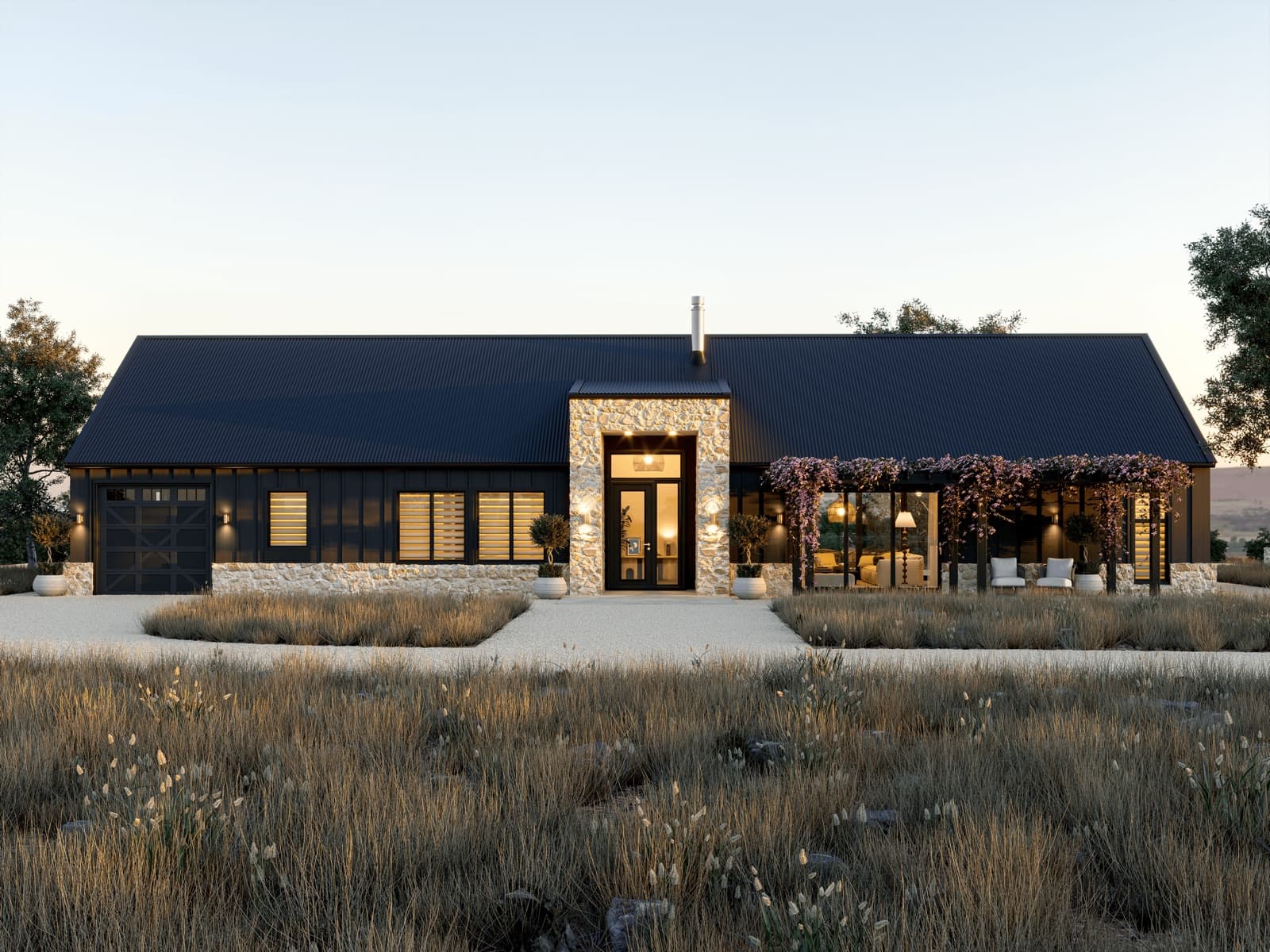 Frontier barn-style home render