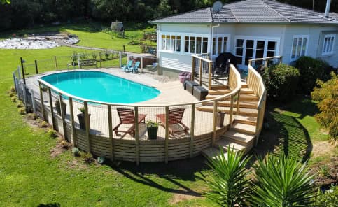 Pool, deck and outdoor area built by RB Thomas in the Waikato