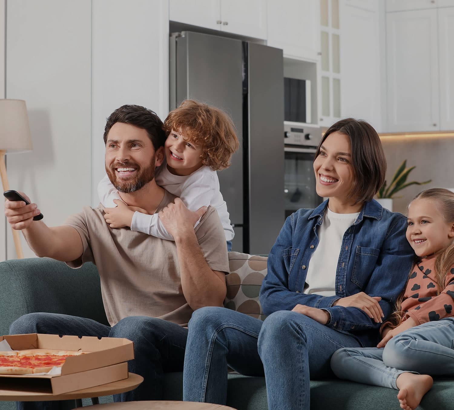 Family relaxing together in a healthy, dry home