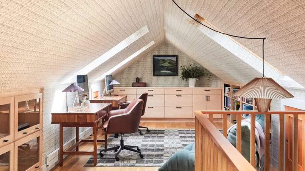 Attic converted into a light-filled home office